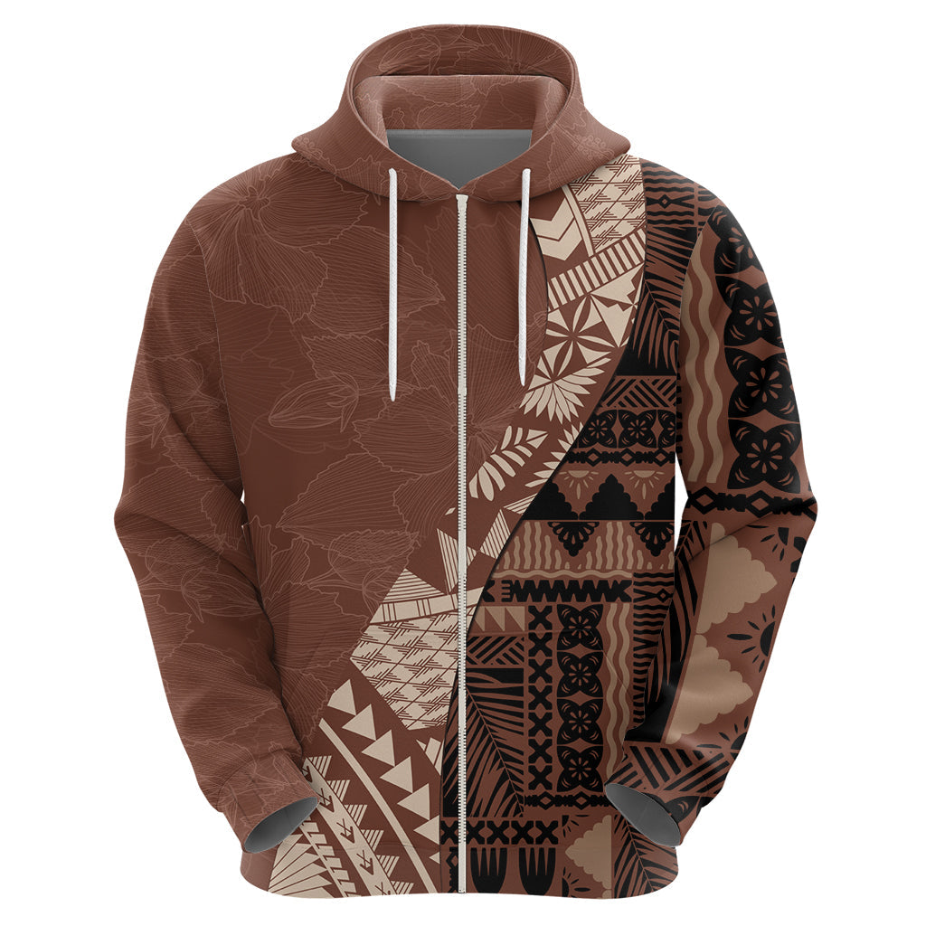 Bula Fiji Hoodie Tribal Masi Tapa - Brown LT7