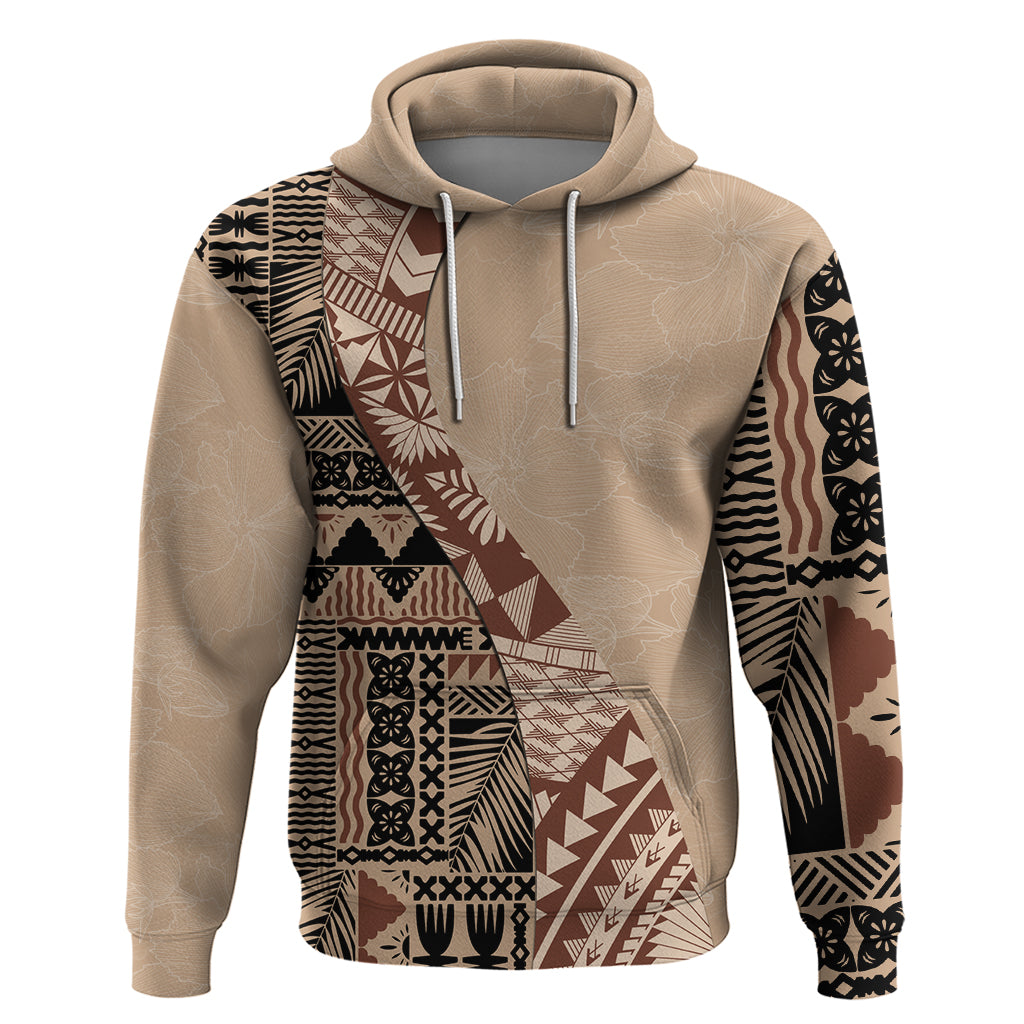 Bula Fiji Hoodie Tribal Masi Tapa - Beige LT7