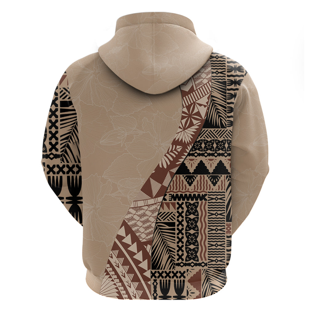 Bula Fiji Hoodie Tribal Masi Tapa - Beige LT7