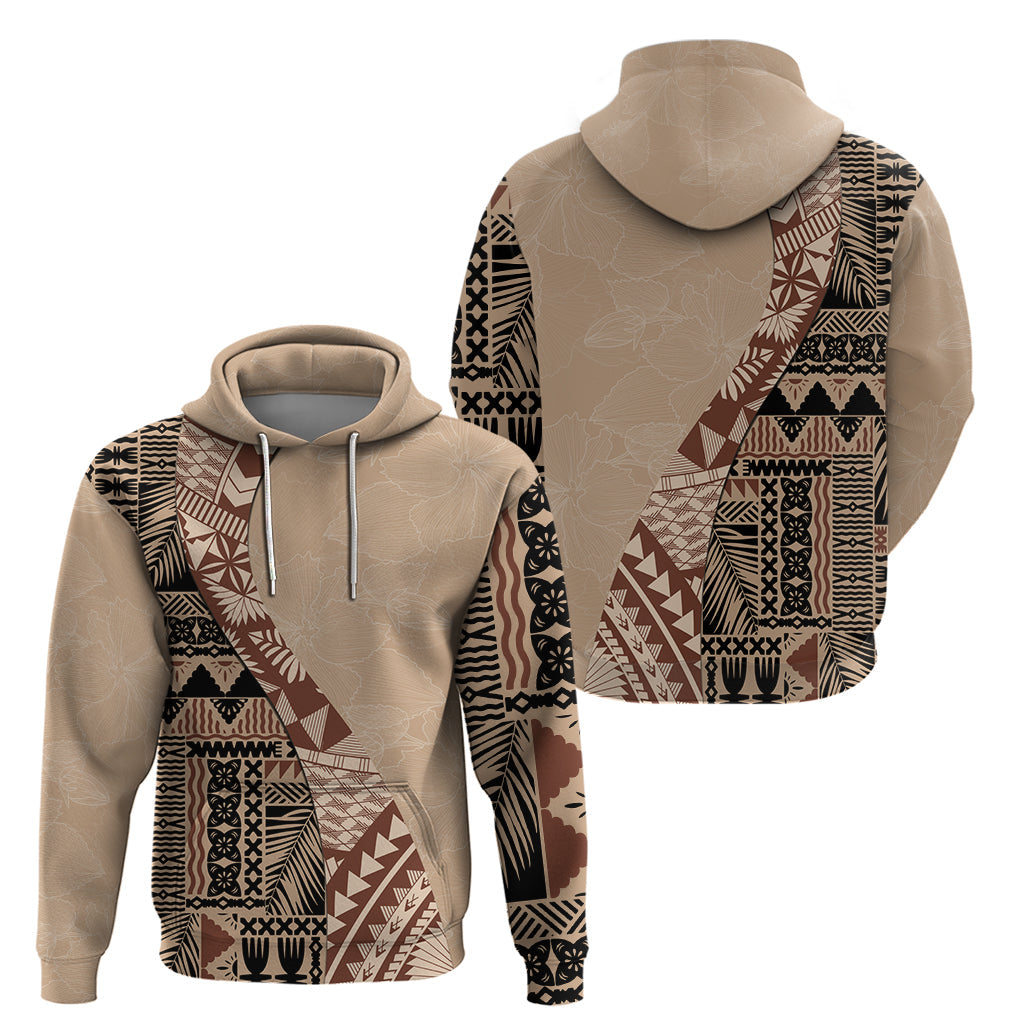 Bula Fiji Hoodie Tribal Masi Tapa - Beige LT7