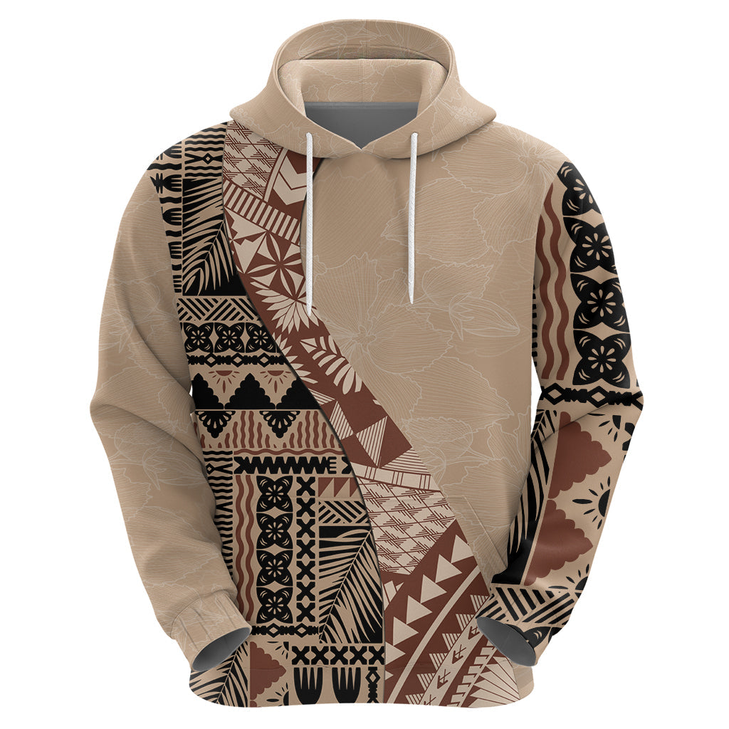Bula Fiji Hoodie Tribal Masi Tapa - Beige LT7