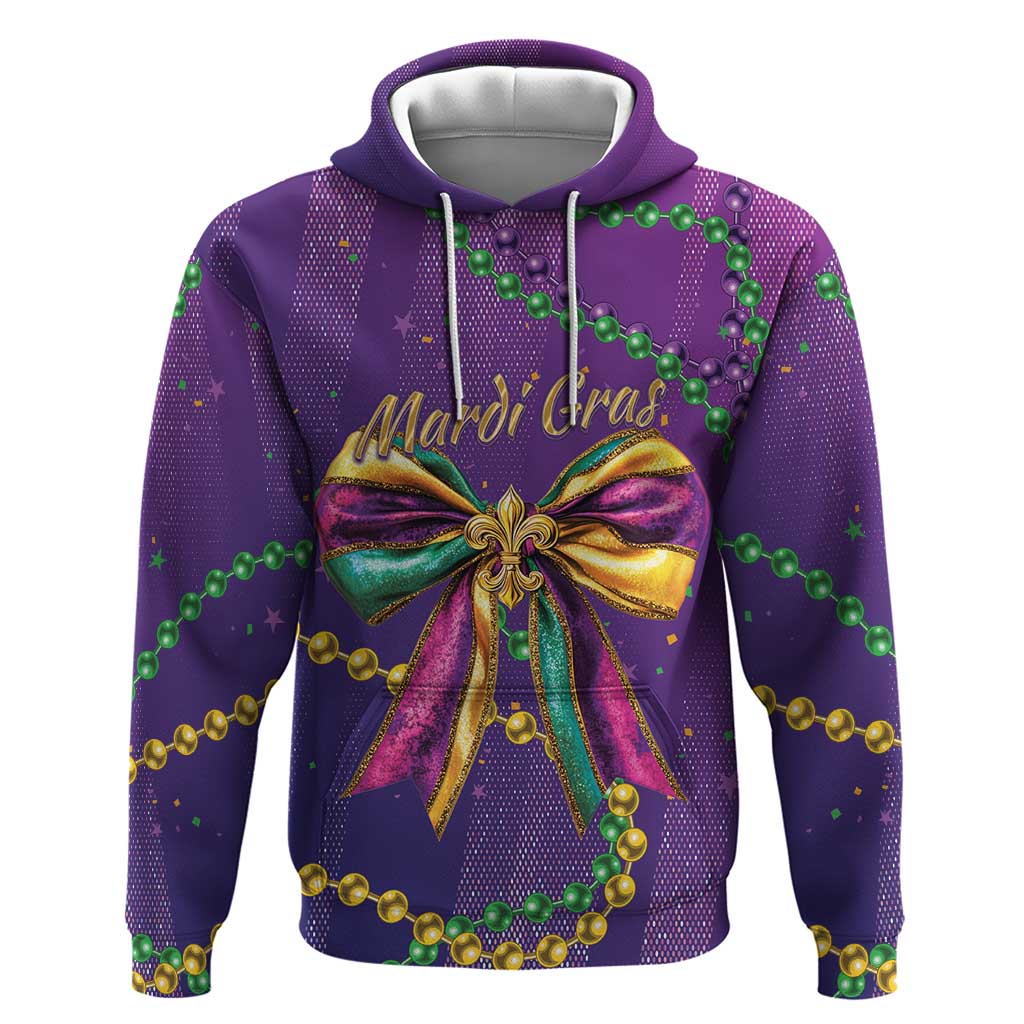 Mardi Gras Hoodie Coquette Bow Glitter Motifs LT7