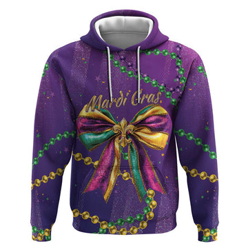 Mardi Gras Hoodie Coquette Bow Glitter Motifs LT7