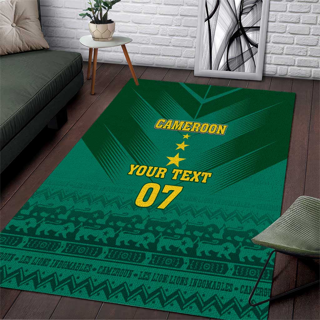 Custom Cameroon Football Area Rug Nations Cup 2024 Les Lions Indomptables LT7