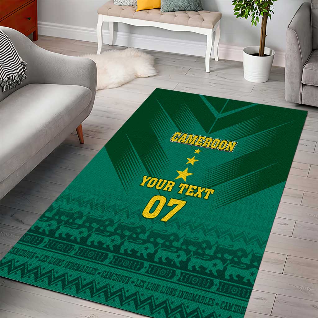Custom Cameroon Football Area Rug Nations Cup 2024 Les Lions Indomptables LT7