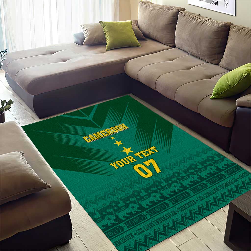 Custom Cameroon Football Area Rug Nations Cup 2024 Les Lions Indomptables LT7