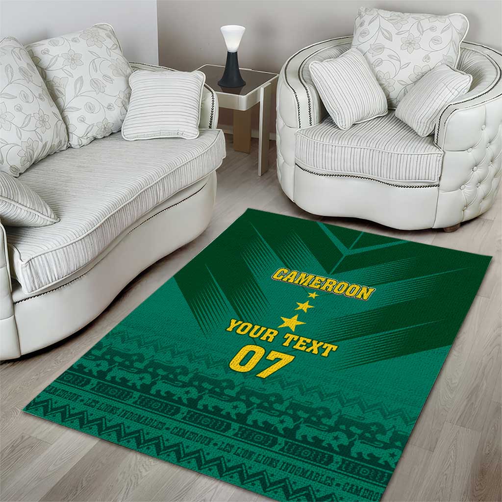 Custom Cameroon Football Area Rug Nations Cup 2024 Les Lions Indomptables LT7