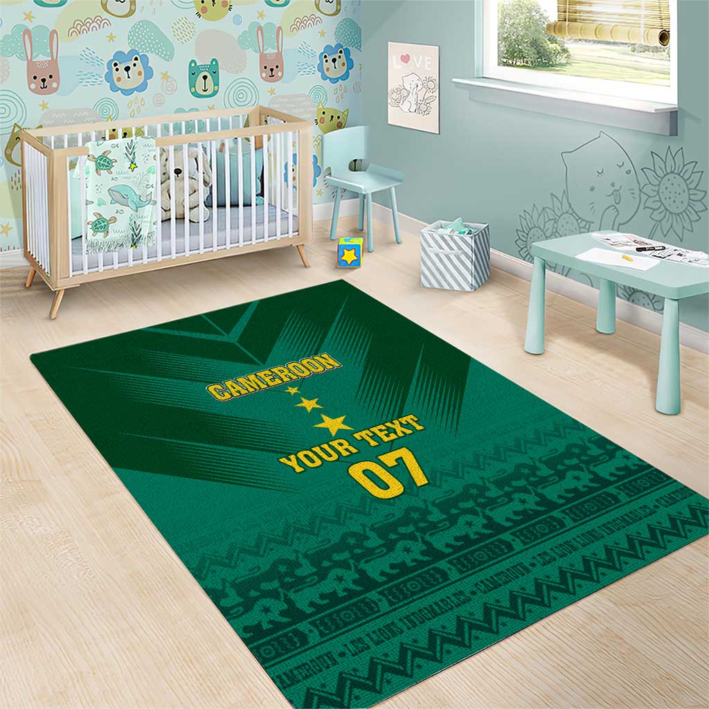 Custom Cameroon Football Area Rug Nations Cup 2024 Les Lions Indomptables LT7
