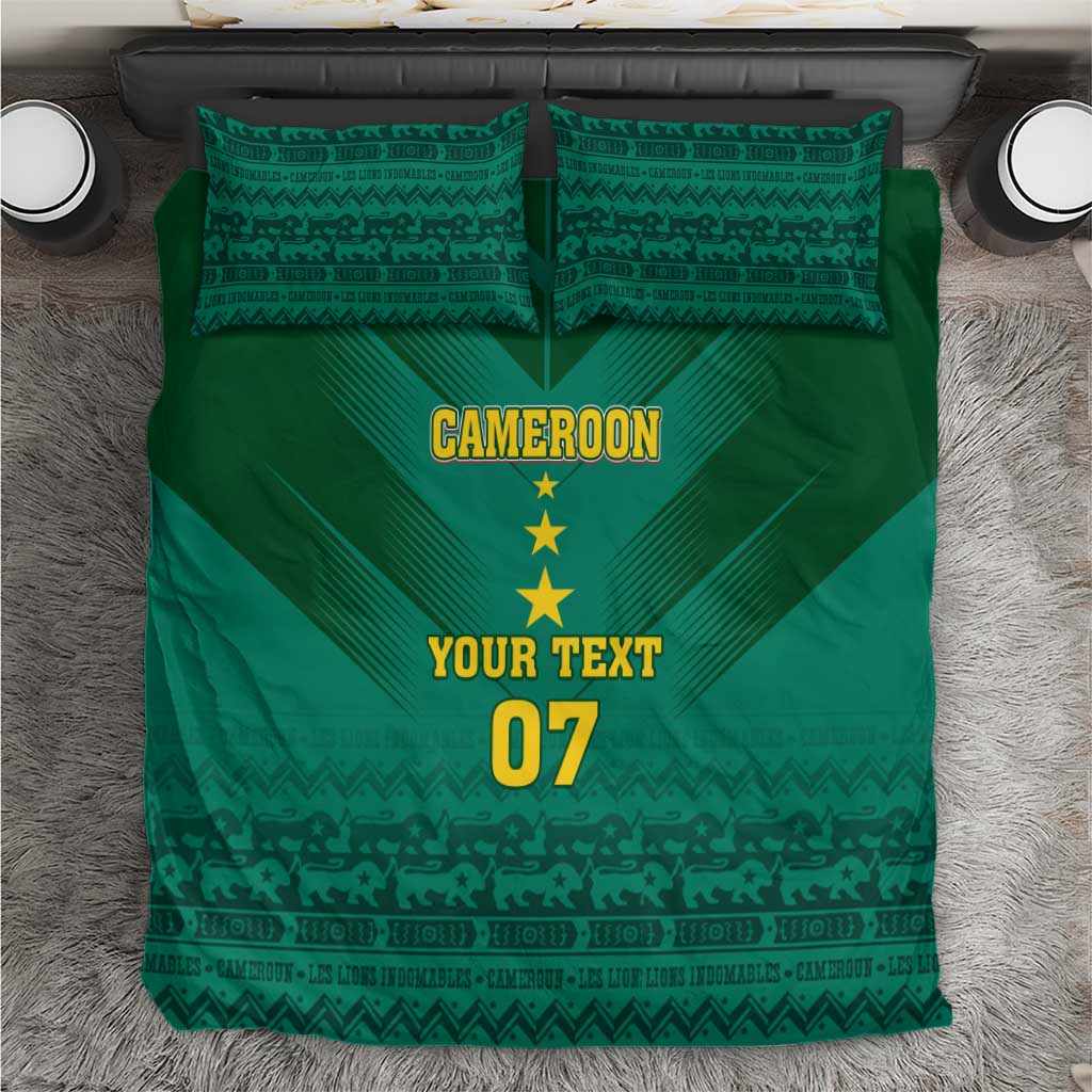 Custom Cameroon Football Bedding Set Nations Cup 2024 Les Lions Indomptables LT7