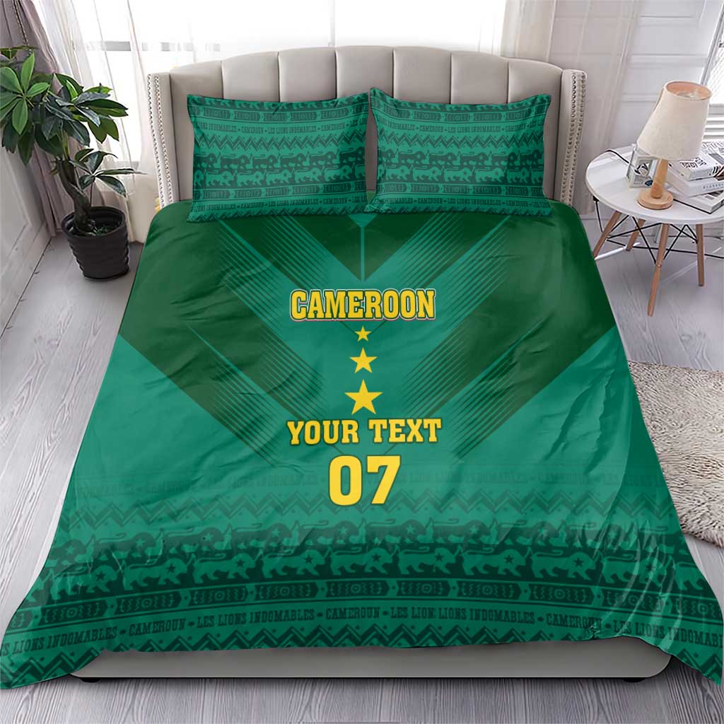 Custom Cameroon Football Bedding Set Nations Cup 2024 Les Lions Indomptables LT7