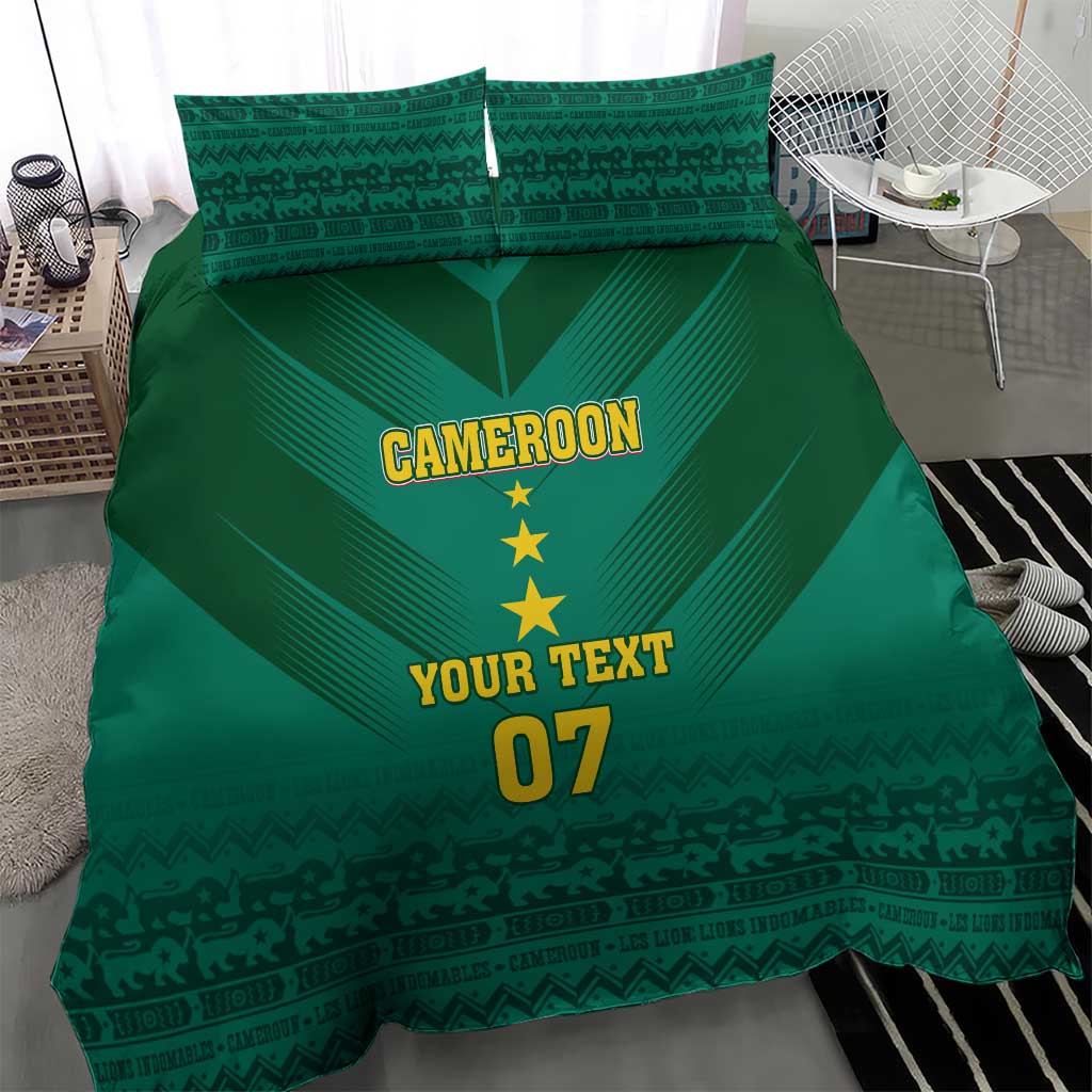 Custom Cameroon Football Bedding Set Nations Cup 2024 Les Lions Indomptables LT7
