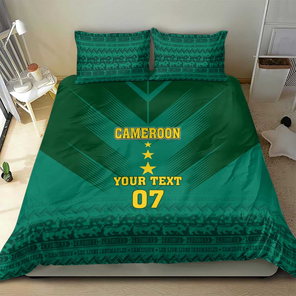 Custom Cameroon Football Bedding Set Nations Cup 2024 Les Lions Indomptables LT7