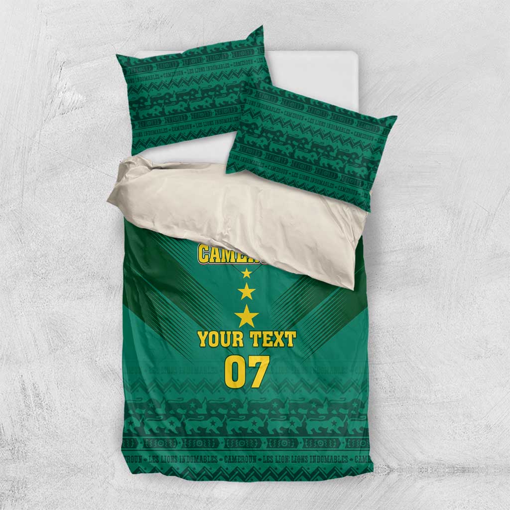 Custom Cameroon Football Bedding Set Nations Cup 2024 Les Lions Indomptables LT7