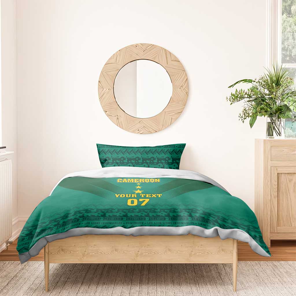 Custom Cameroon Football Bedding Set Nations Cup 2024 Les Lions Indomptables LT7