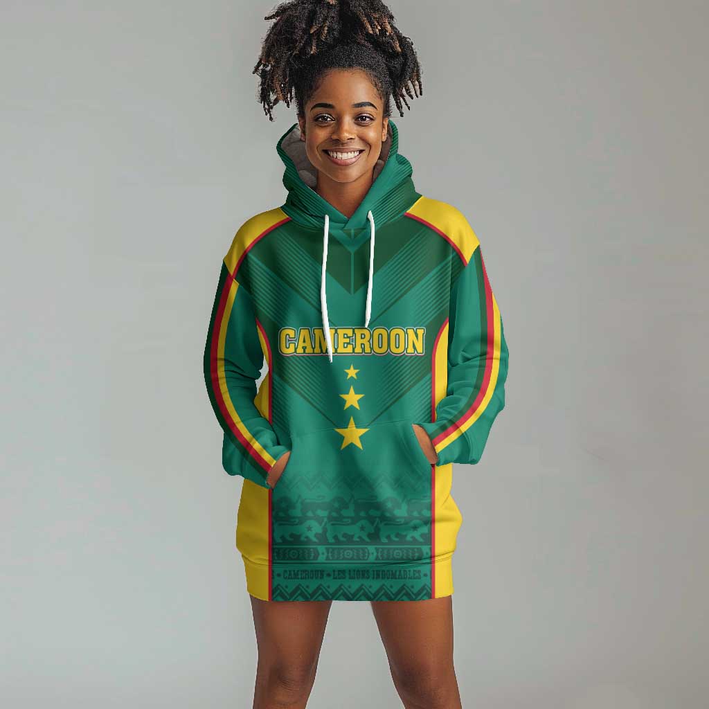 Custom Cameroon Football Hoodie Dress Nations Cup 2024 Les Lions Indomptables LT7