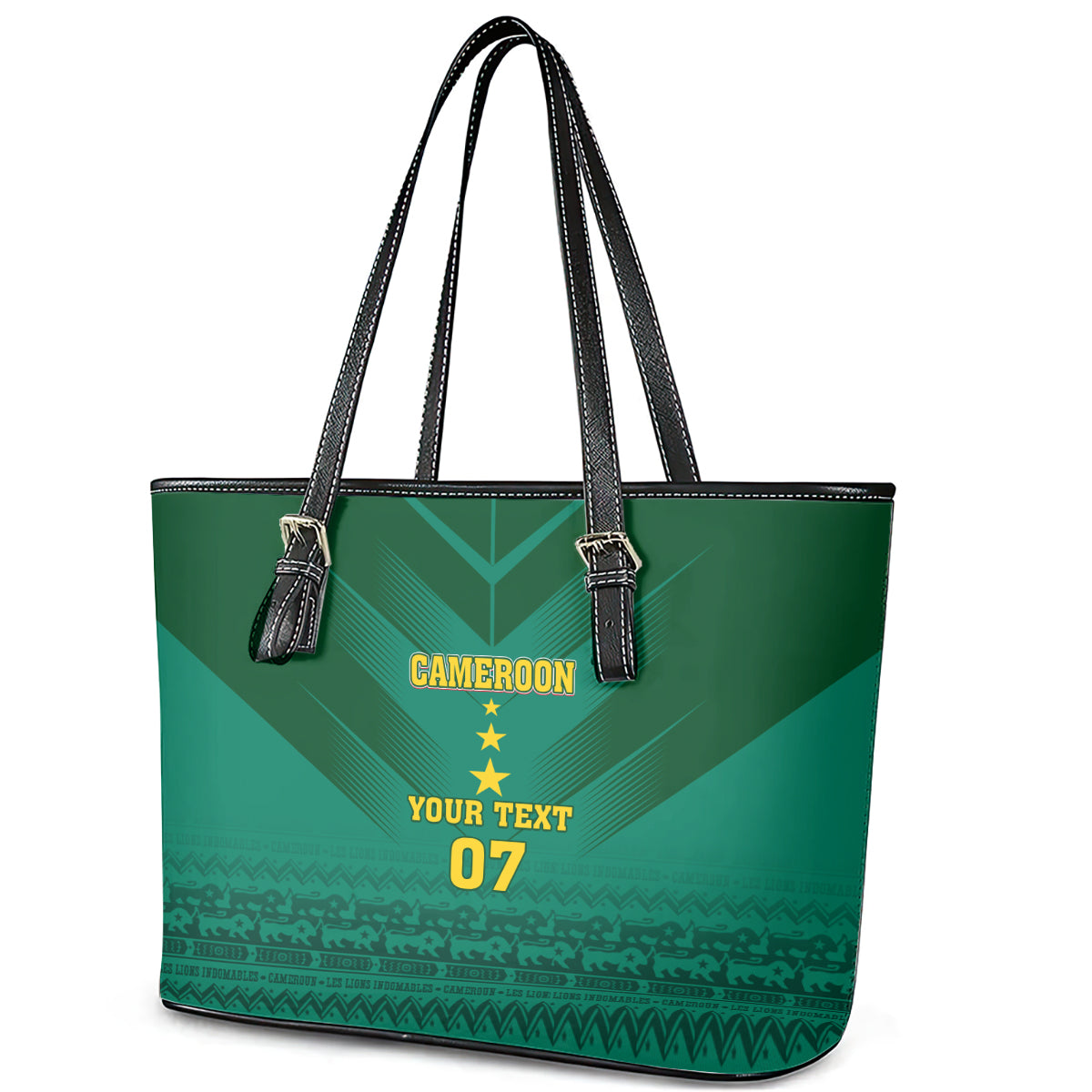 Custom Cameroon Football Leather Tote Bag Nations Cup 2024 Les Lions Indomptables LT7