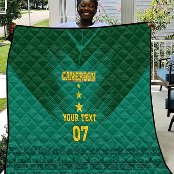 Custom Cameroon Football Quilt Nations Cup 2024 Les Lions Indomptables LT7