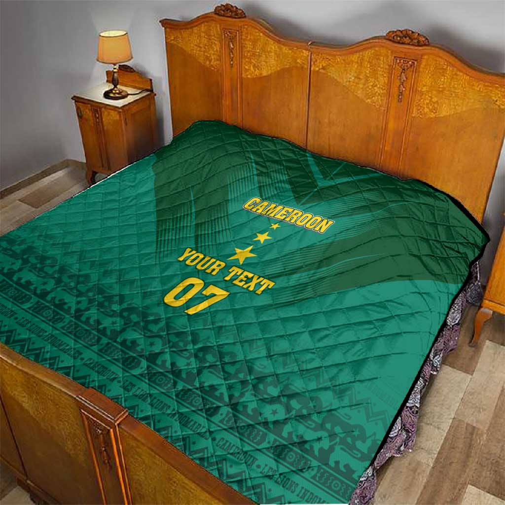 Custom Cameroon Football Quilt Nations Cup 2024 Les Lions Indomptables LT7