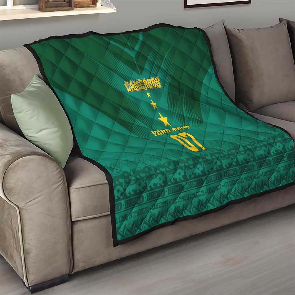Custom Cameroon Football Quilt Nations Cup 2024 Les Lions Indomptables LT7