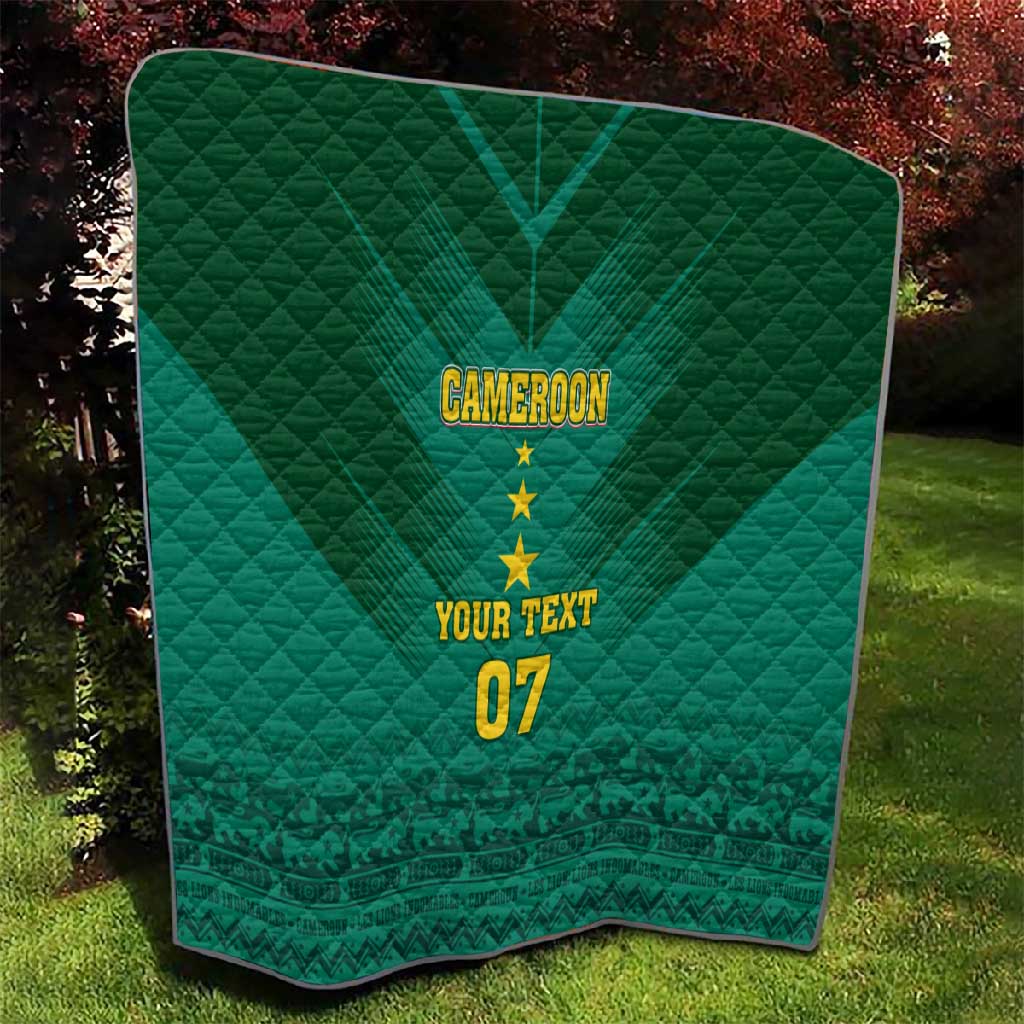Custom Cameroon Football Quilt Nations Cup 2024 Les Lions Indomptables LT7