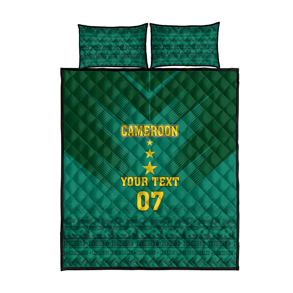 Custom Cameroon Football Quilt Bed Set Nations Cup 2024 Les Lions Indomptables LT7