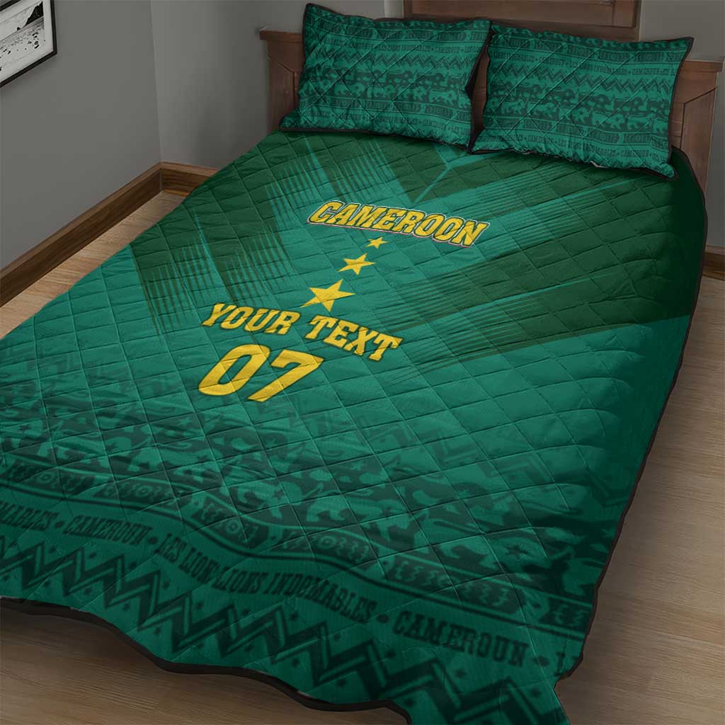 Custom Cameroon Football Quilt Bed Set Nations Cup 2024 Les Lions Indomptables LT7