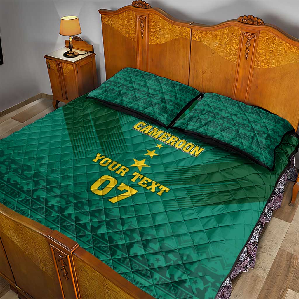 Custom Cameroon Football Quilt Bed Set Nations Cup 2024 Les Lions Indomptables LT7