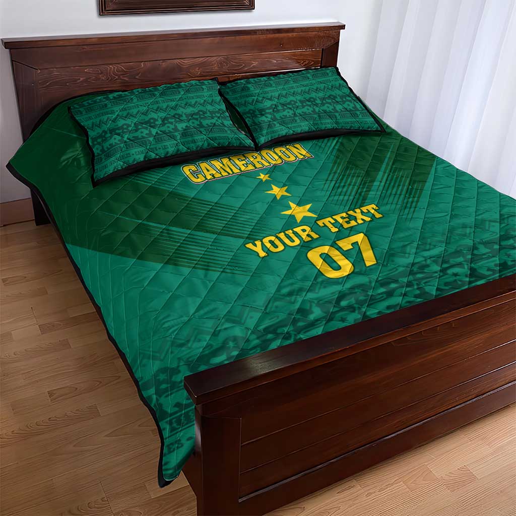 Custom Cameroon Football Quilt Bed Set Nations Cup 2024 Les Lions Indomptables LT7