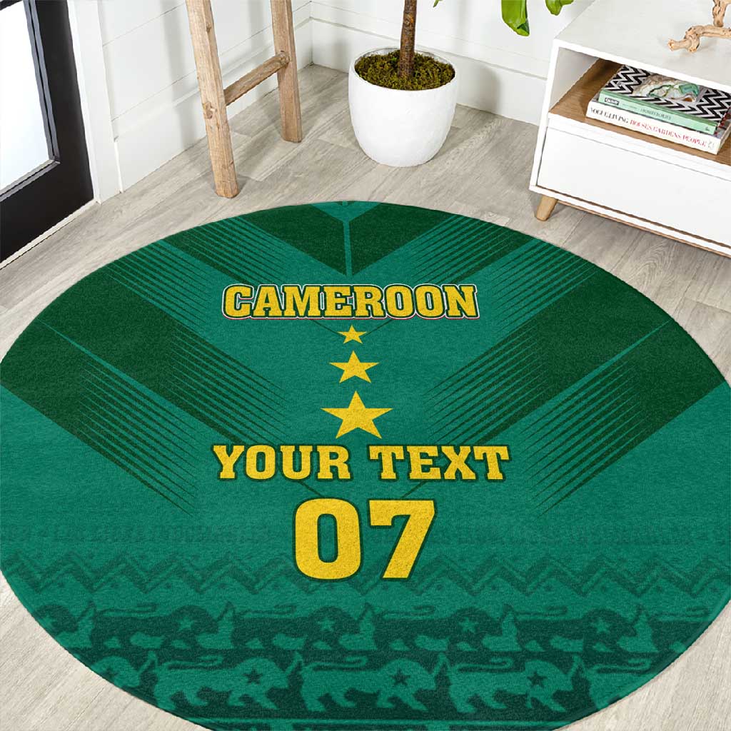 Custom Cameroon Football Round Carpet Nations Cup 2024 Les Lions Indomptables LT7