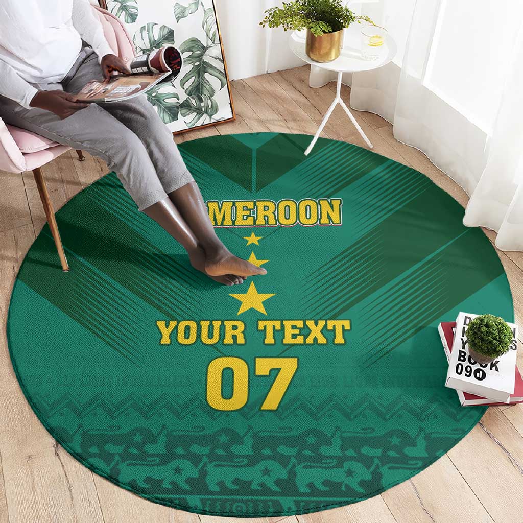 Custom Cameroon Football Round Carpet Nations Cup 2024 Les Lions Indomptables LT7
