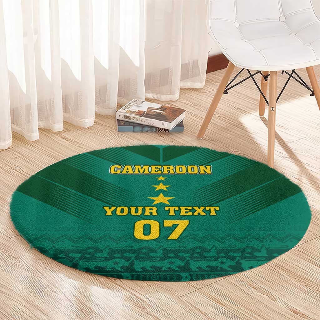 Custom Cameroon Football Round Carpet Nations Cup 2024 Les Lions Indomptables LT7