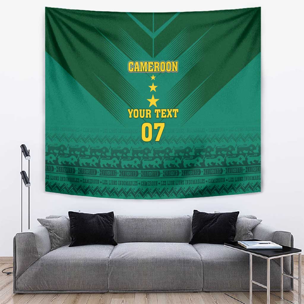 Custom Cameroon Football Tapestry Nations Cup 2024 Les Lions Indomptables LT7