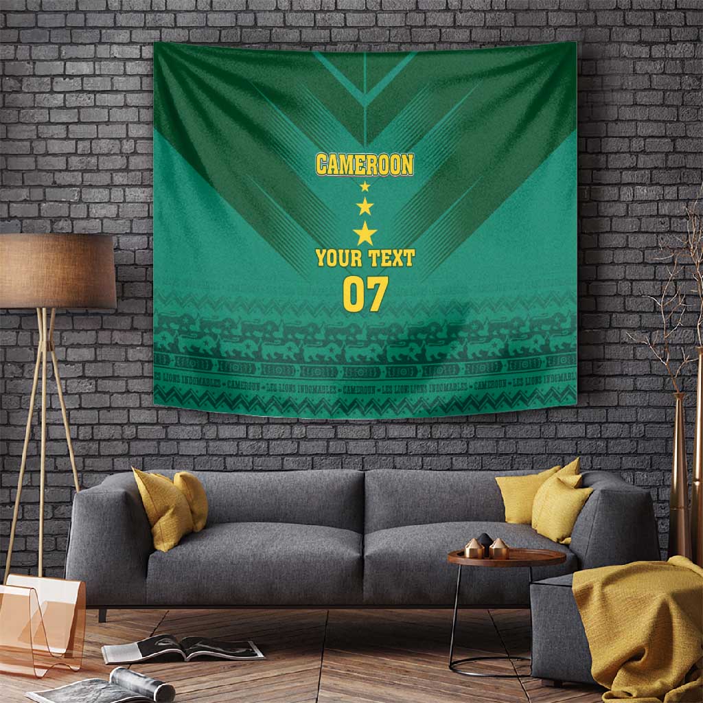 Custom Cameroon Football Tapestry Nations Cup 2024 Les Lions Indomptables LT7