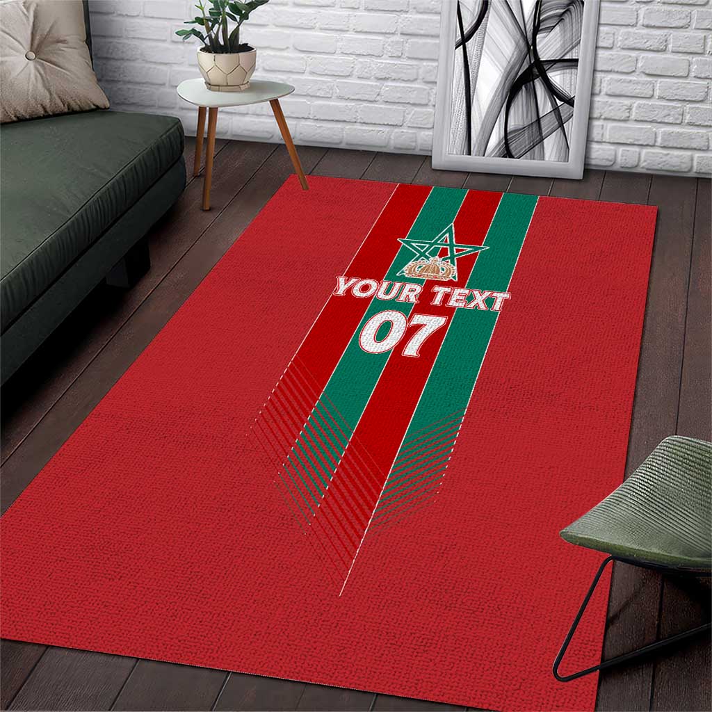 Custom Morocco Football Area Rug Nations Cup 2024 Atlas Lions LT7