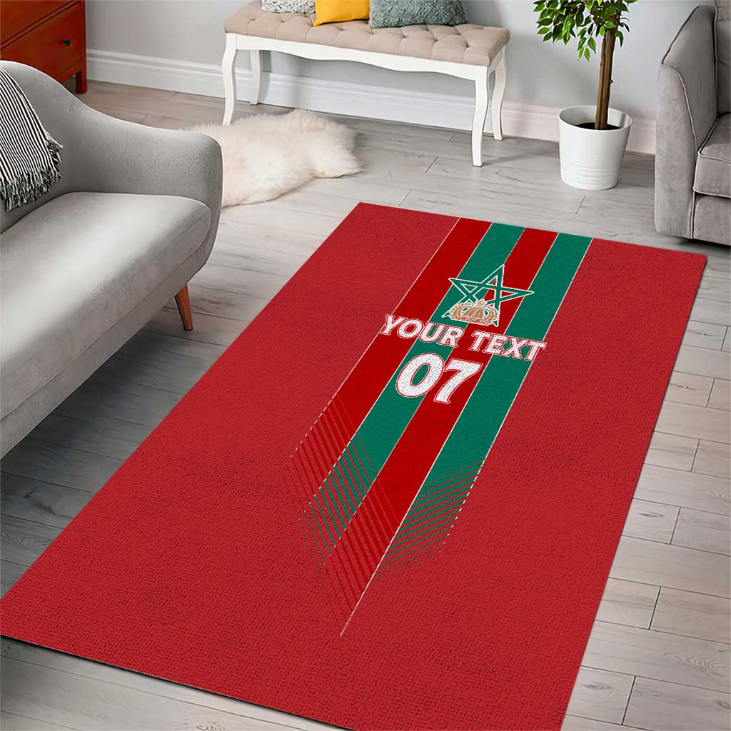 Custom Morocco Football Area Rug Nations Cup 2024 Atlas Lions LT7