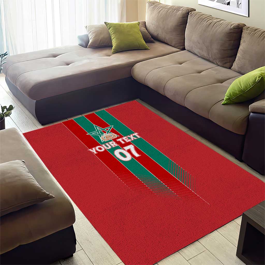 Custom Morocco Football Area Rug Nations Cup 2024 Atlas Lions LT7