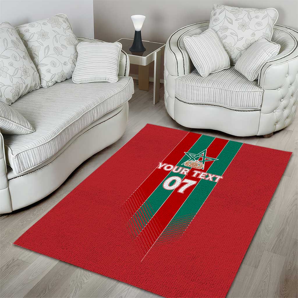 Custom Morocco Football Area Rug Nations Cup 2024 Atlas Lions LT7