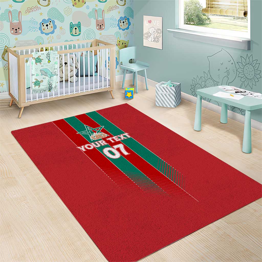 Custom Morocco Football Area Rug Nations Cup 2024 Atlas Lions LT7
