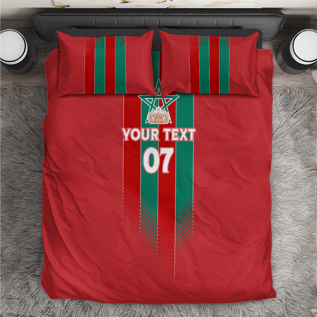 Custom Morocco Football Bedding Set Nations Cup 2024 Atlas Lions LT7