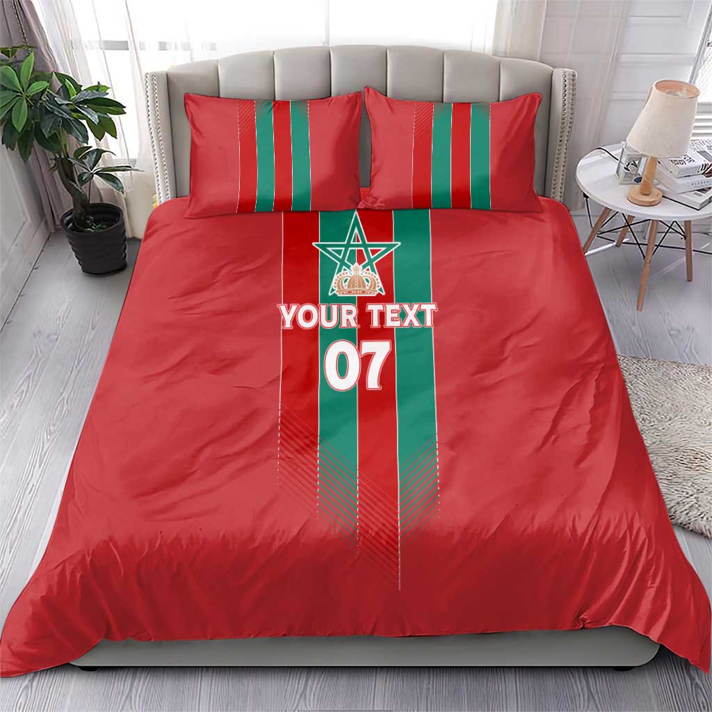 Custom Morocco Football Bedding Set Nations Cup 2024 Atlas Lions LT7