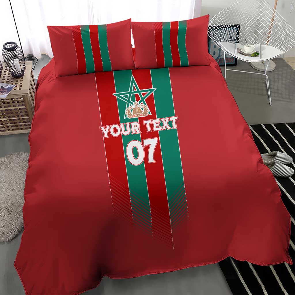 Custom Morocco Football Bedding Set Nations Cup 2024 Atlas Lions LT7