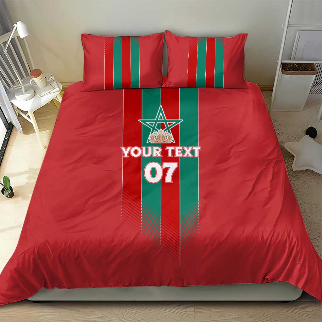 Custom Morocco Football Bedding Set Nations Cup 2024 Atlas Lions LT7