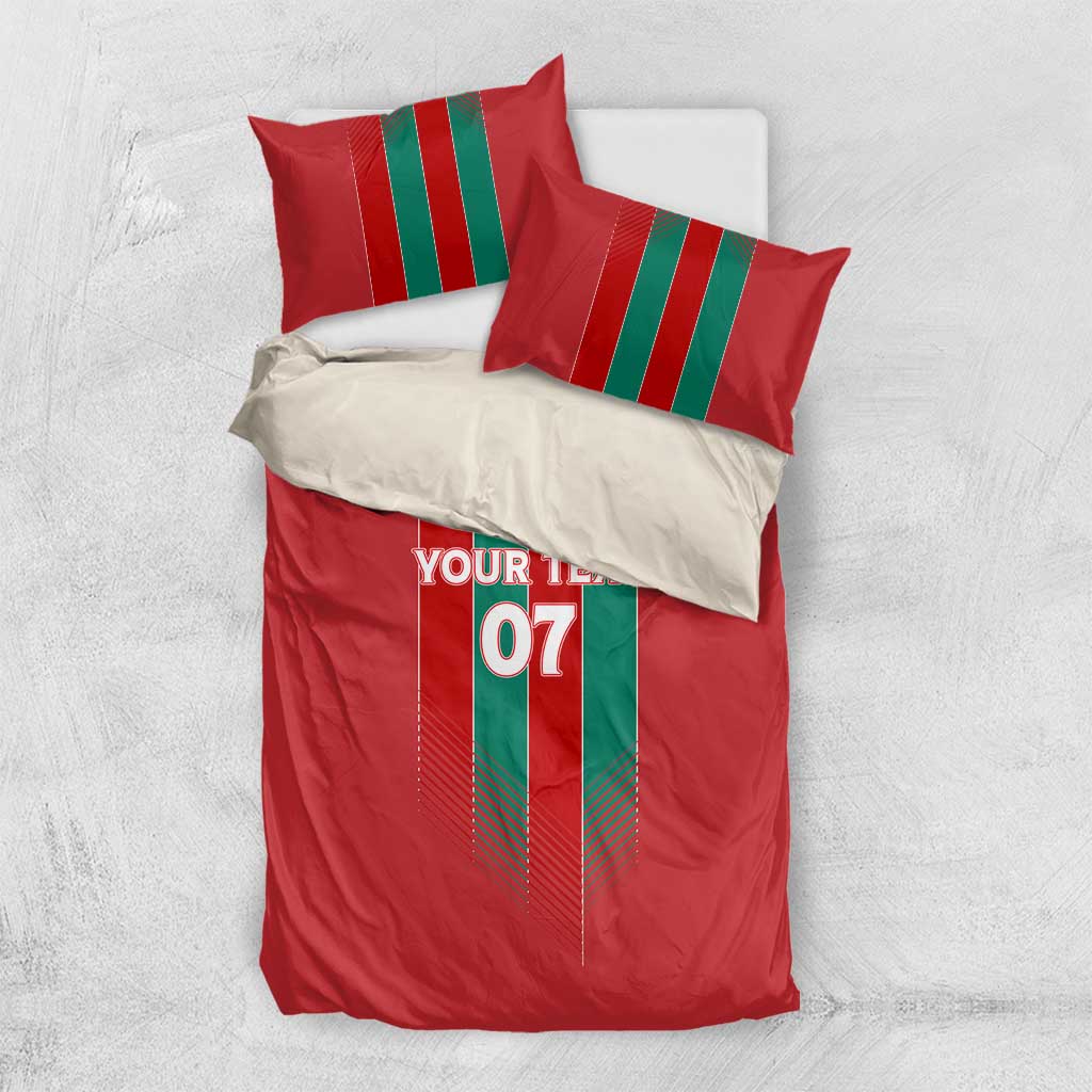 Custom Morocco Football Bedding Set Nations Cup 2024 Atlas Lions LT7
