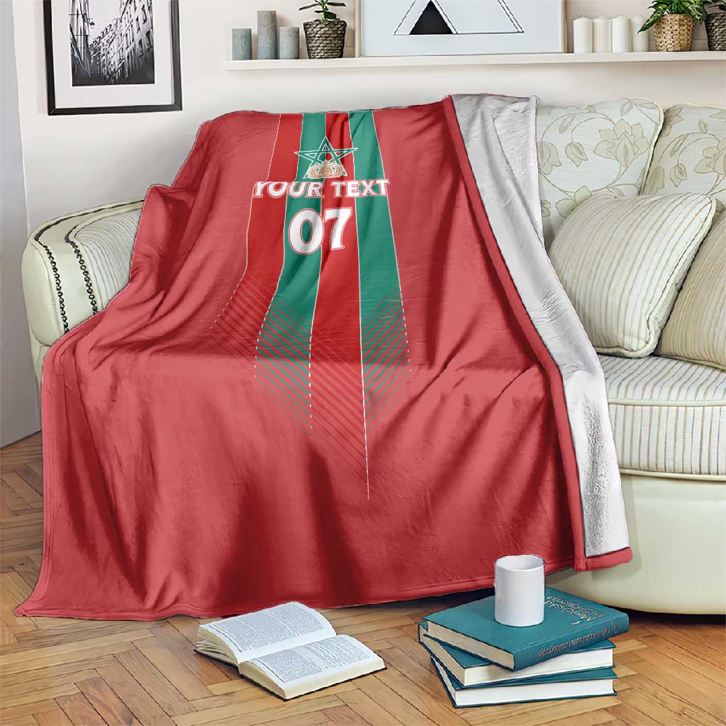 Custom Morocco Football Blanket Nations Cup 2024 Atlas Lions LT7
