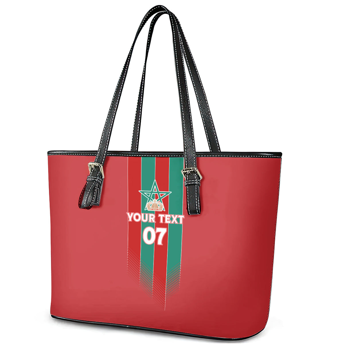Custom Morocco Football Leather Tote Bag Nations Cup 2024 Atlas Lions LT7
