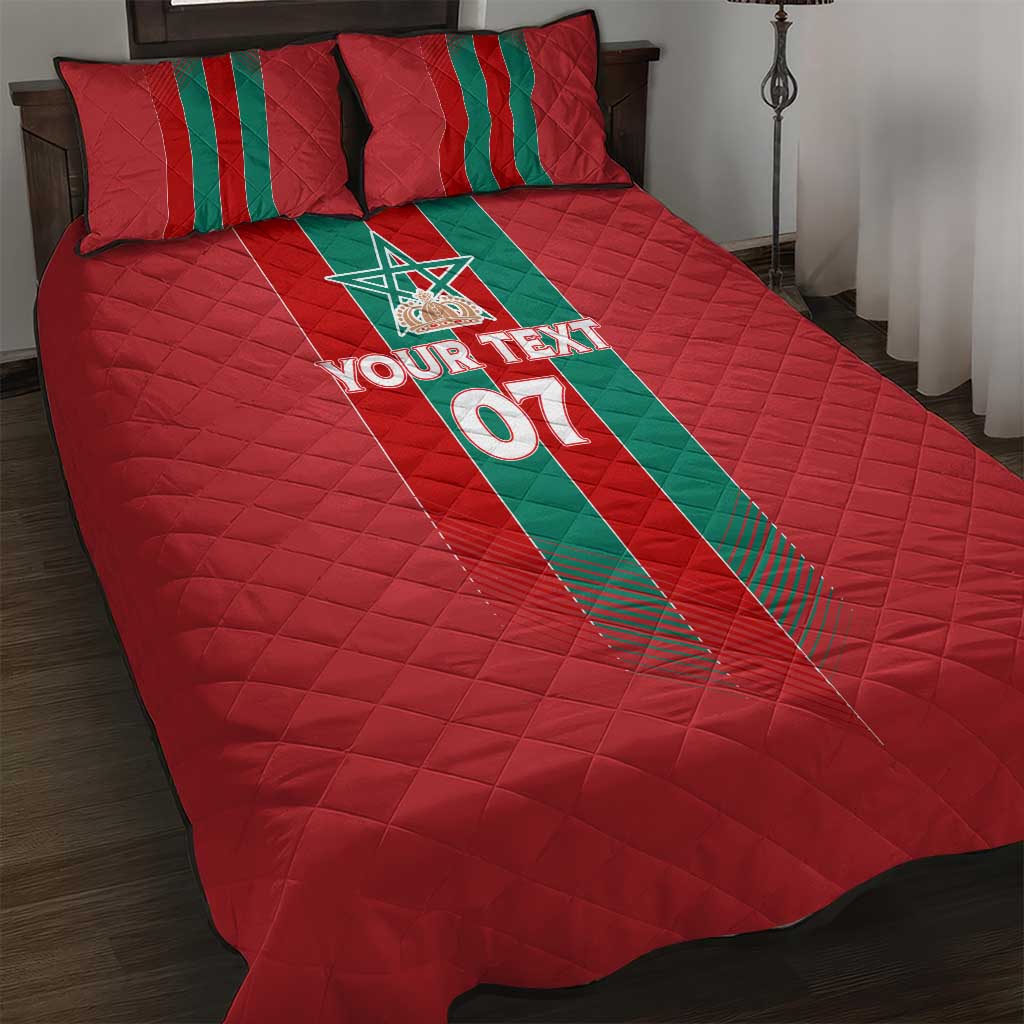 Custom Morocco Football Quilt Bed Set Nations Cup 2024 Atlas Lions LT7