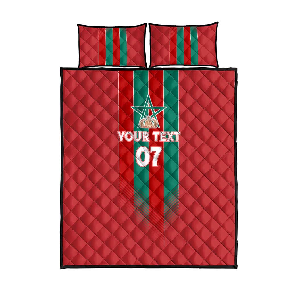 Custom Morocco Football Quilt Bed Set Nations Cup 2024 Atlas Lions LT7
