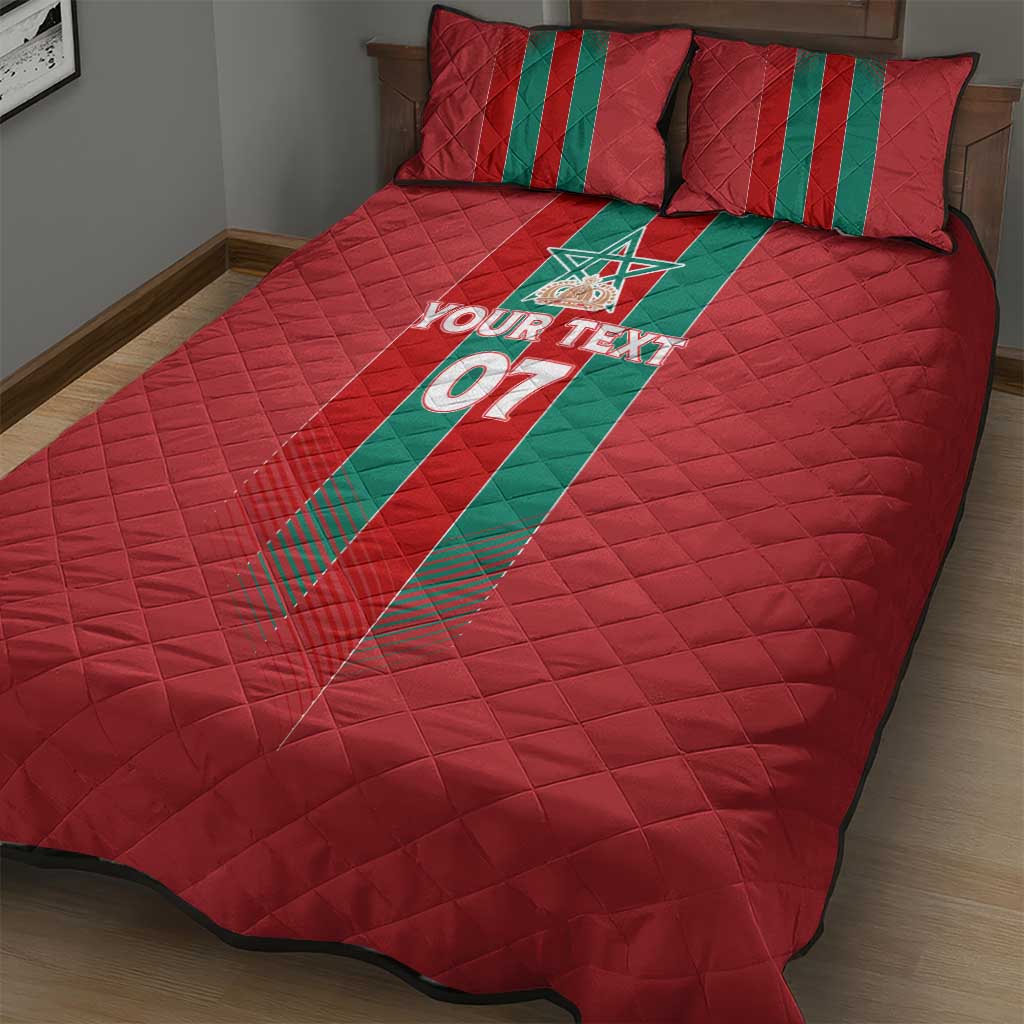Custom Morocco Football Quilt Bed Set Nations Cup 2024 Atlas Lions LT7