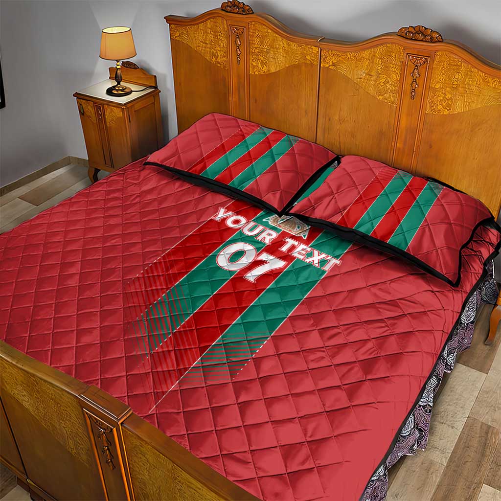 Custom Morocco Football Quilt Bed Set Nations Cup 2024 Atlas Lions LT7