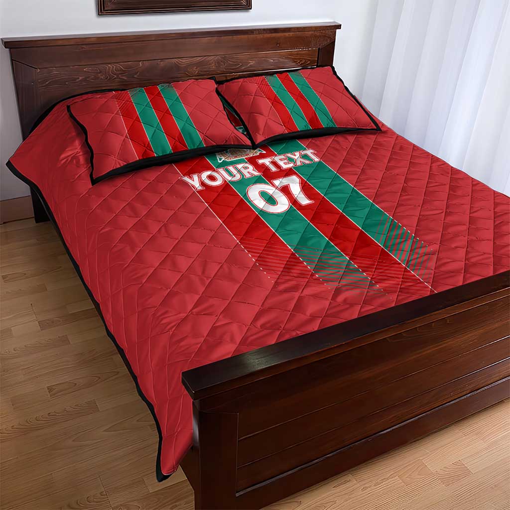 Custom Morocco Football Quilt Bed Set Nations Cup 2024 Atlas Lions LT7